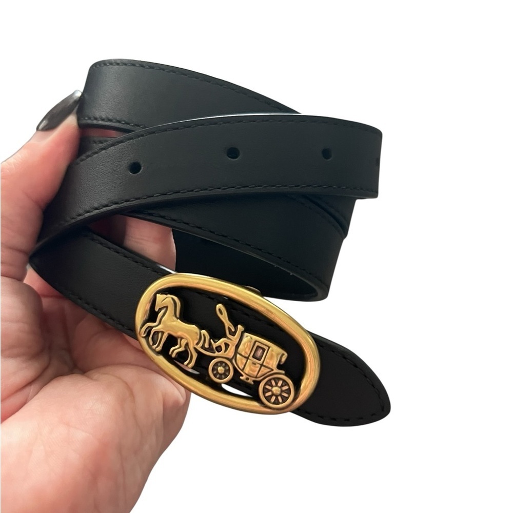 COACH Horse and Carriage Buckle Belt Black size M - Picture 1 of 11